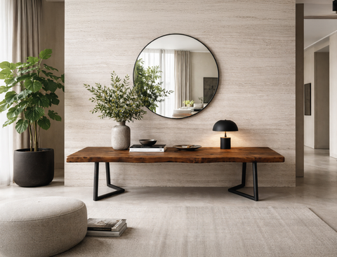 Verona Live Edge Solid Wood Bench, Dark Walnut (180cm)
