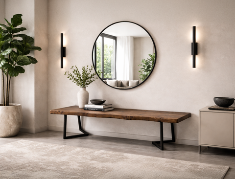 Verona Live Edge Solid Wood Bench, Dark Walnut (180cm)