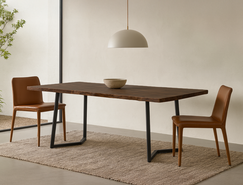 Verona Live Edge Solid Wood Dining Table, Dark Walnut (200cm)
