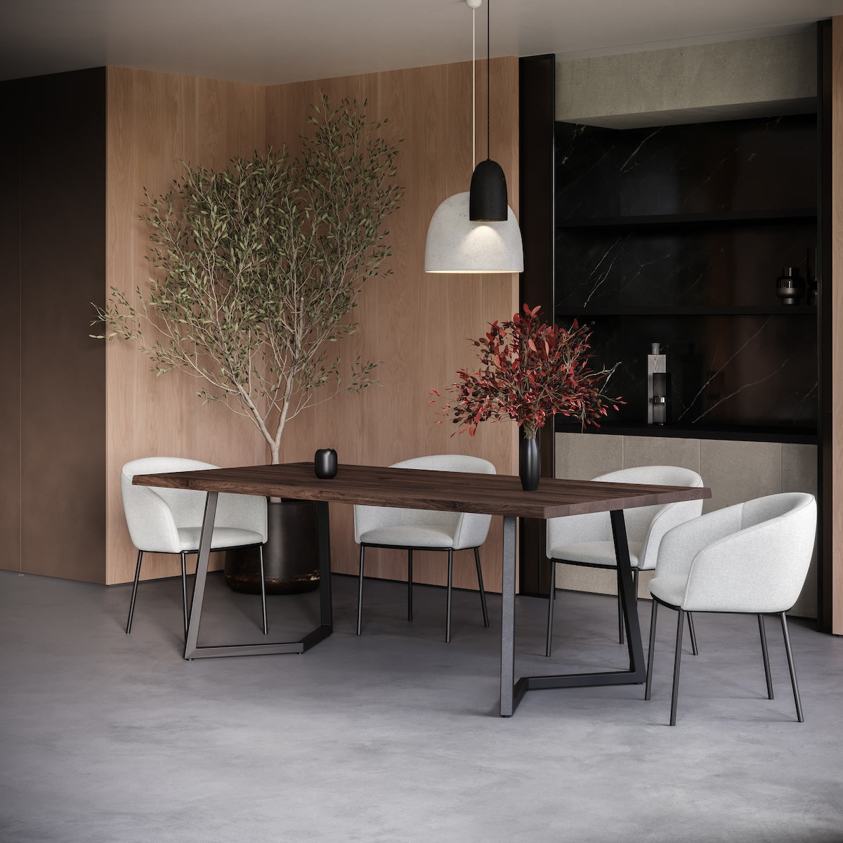 Verona Live Edge Solid Wood Dining Table, Dark Walnut (200cm)