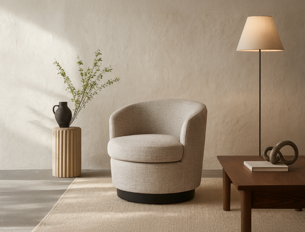 Vienna Swivel Armchair, Sand Grey