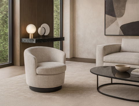 Vienna Swivel Armchair, Sand Grey