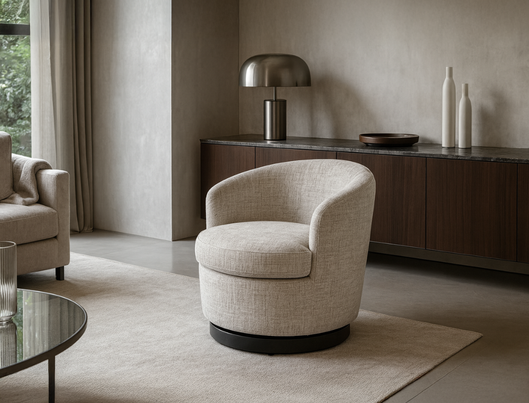 Vienna Swivel Armchair, Sand Grey