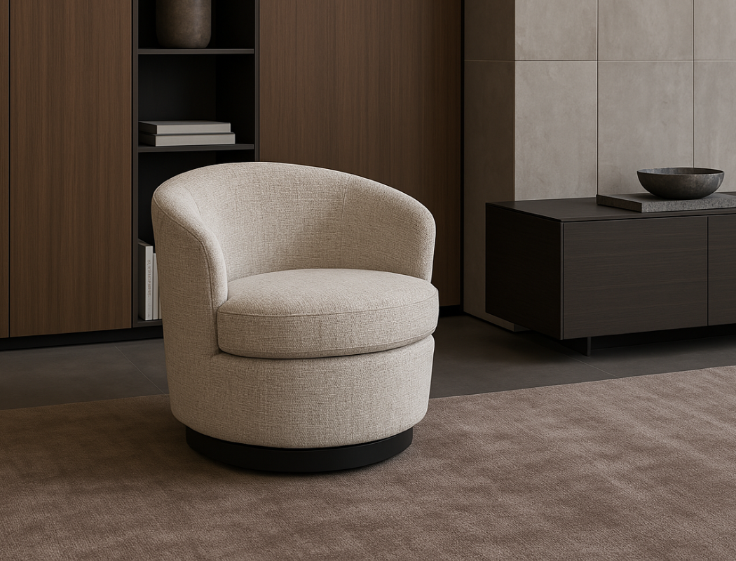 Vienna Swivel Armchair, Sand Grey