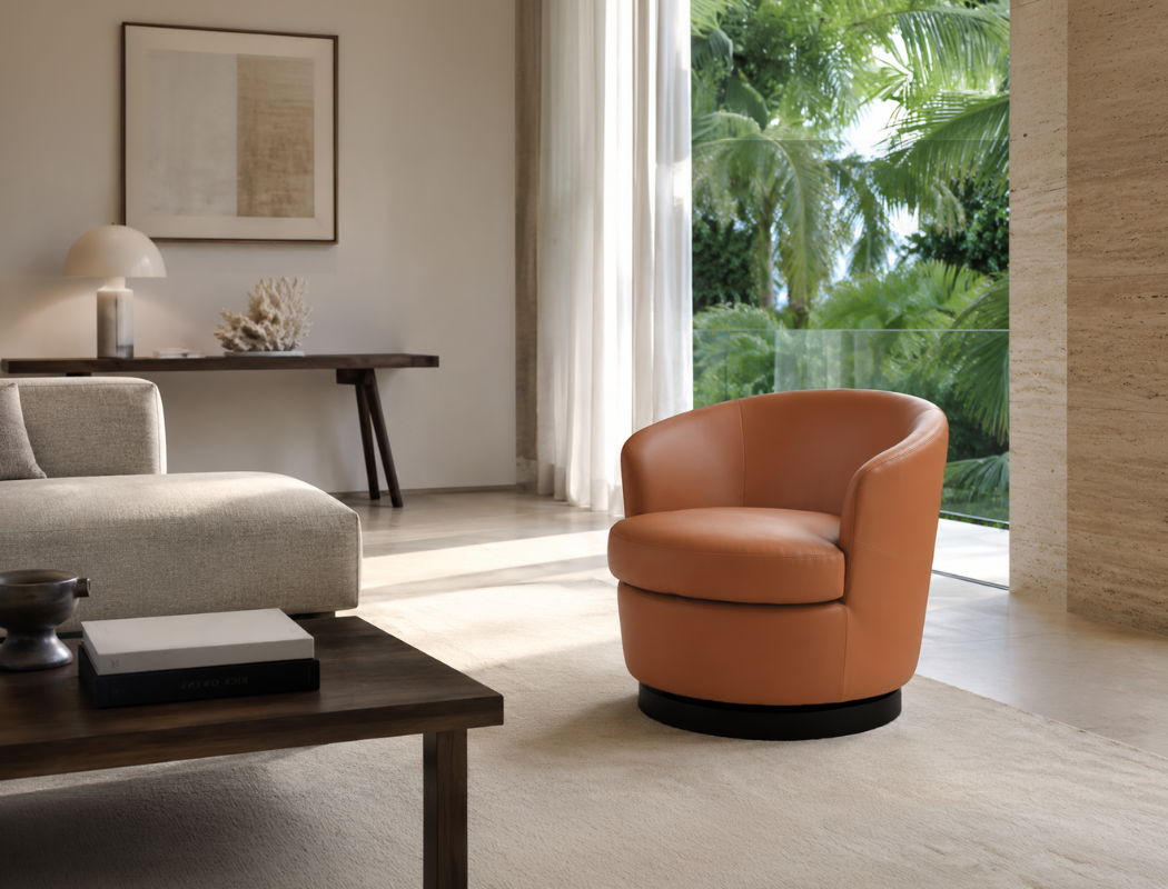 Vienna Swivel Armchair (Top Grain Leather), Honey