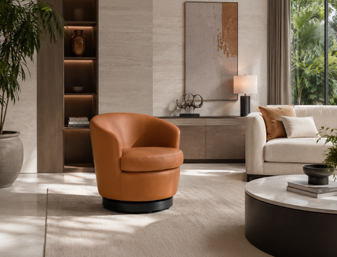 Vienna Swivel Armchair (Top Grain Leather), Honey