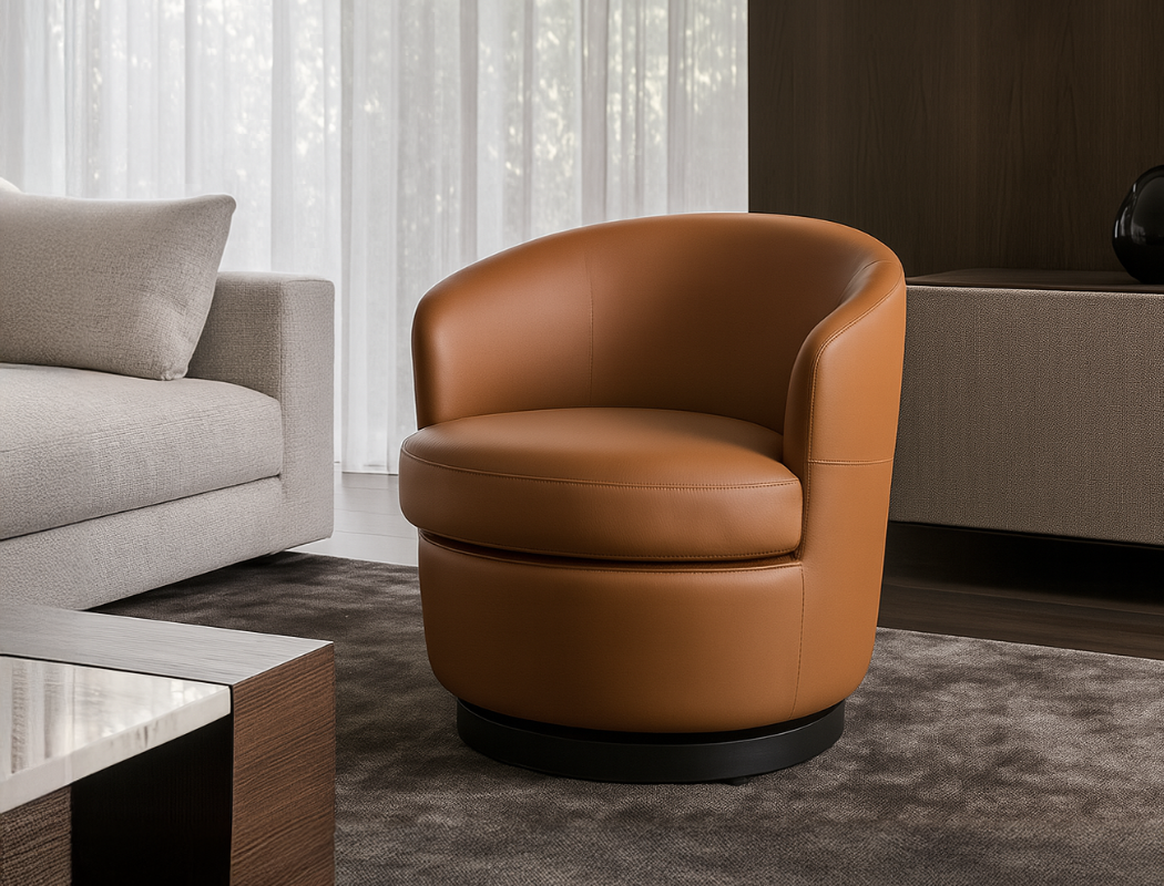 Vienna Swivel Armchair (Top Grain Leather), Honey