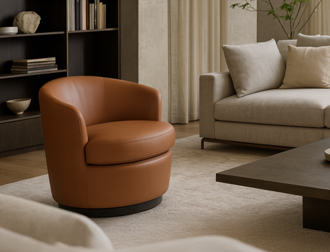 Vienna Swivel Armchair (Top Grain Leather), Honey