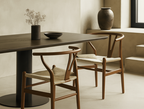 Y Wood Dining Chair, Walnut Brown, Set of 4