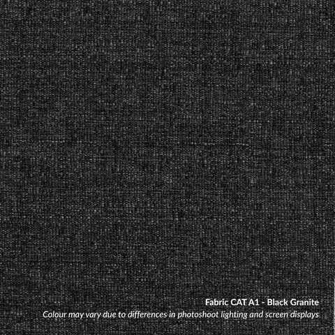Natalia Right Facing L-Shape Sofa (Chaise 95) Fabric CAT A1 Black Granite Black Metal Delivery in 6-8 Weeks