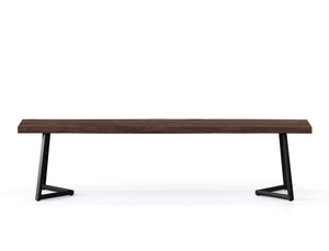 Aster Live Edge Solid Wood Dining Bench, Dark Walnut (180cm)