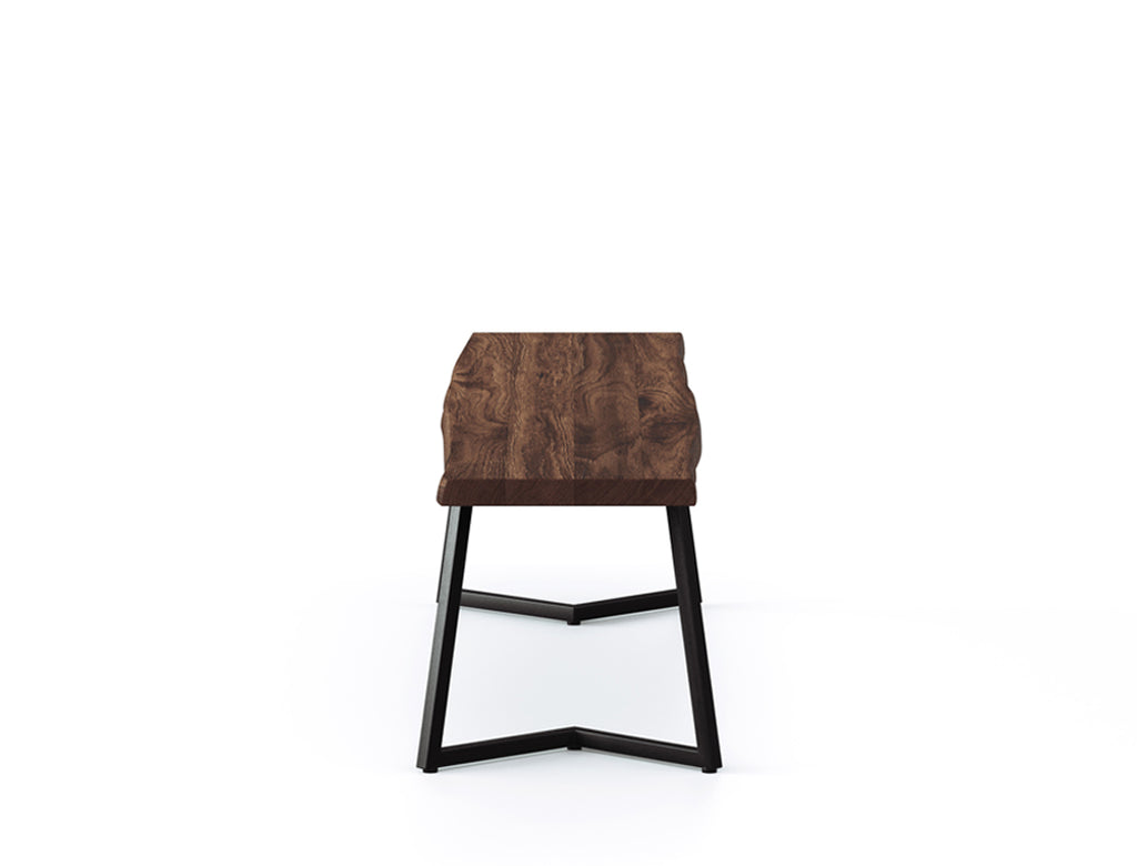Aster Live Edge Solid Wood Dining Bench, Dark Walnut (150cm)