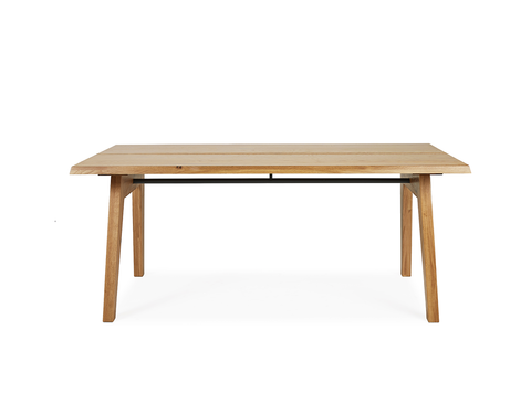 Aubrey White Oak Dining Table (180cm) with 4 Y Wood Dining Chair, Walnut Brown Set