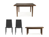 Austin Herringbone Dining Table (140cm) with Bench and 2 Won Chairs, Liquorice Set