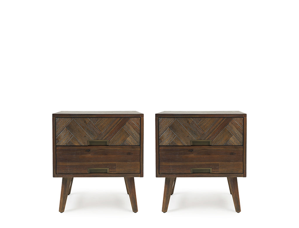 Austin Herringbone Bedside Table, Set of 2
