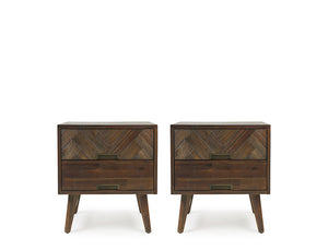 Austin Herringbone Bedside Table, Set of 2