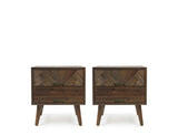 Austin Herringbone Bedside Table, Set of 2