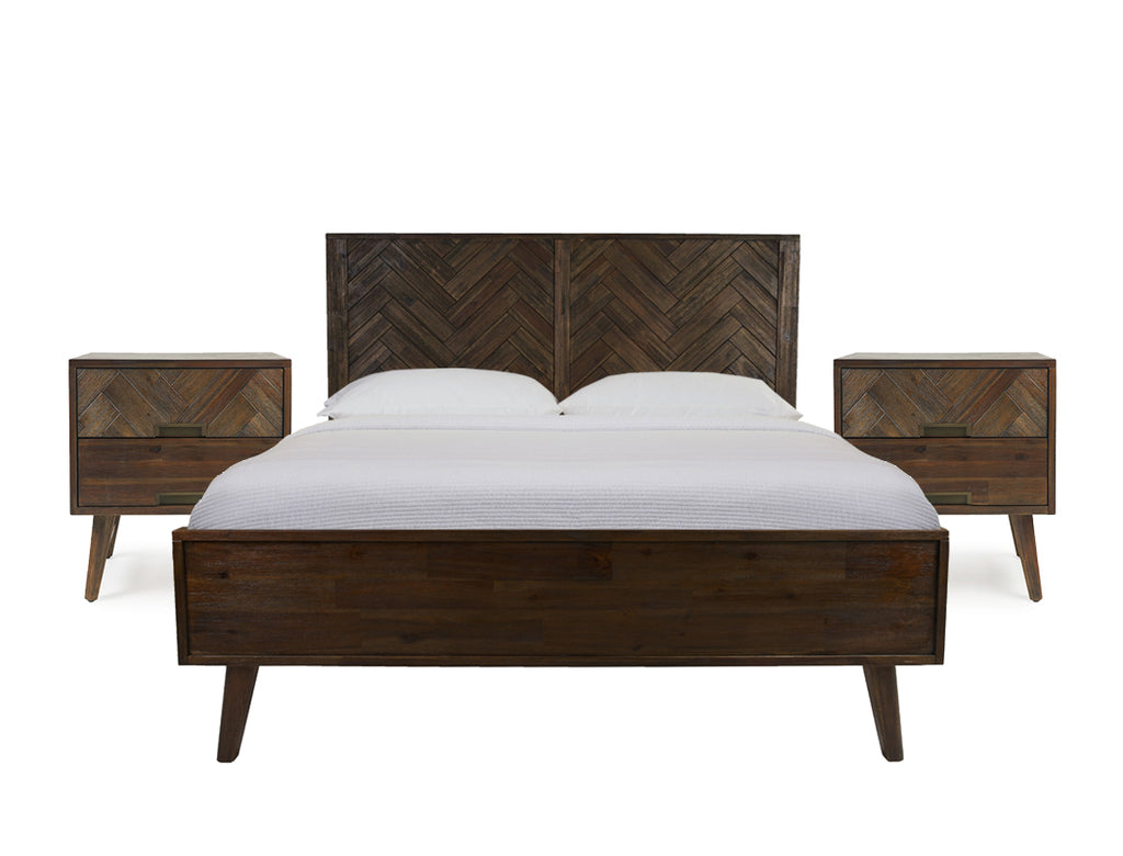 Queen size bed frame sales with side tables