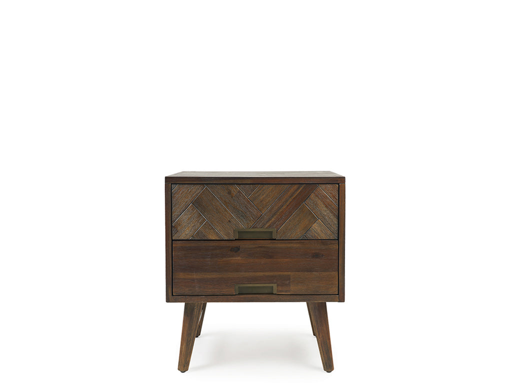 Austin Herringbone Solid Wood Bedside Table