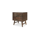 Austin Herringbone Solid Wood Bedside Table, Set of 2