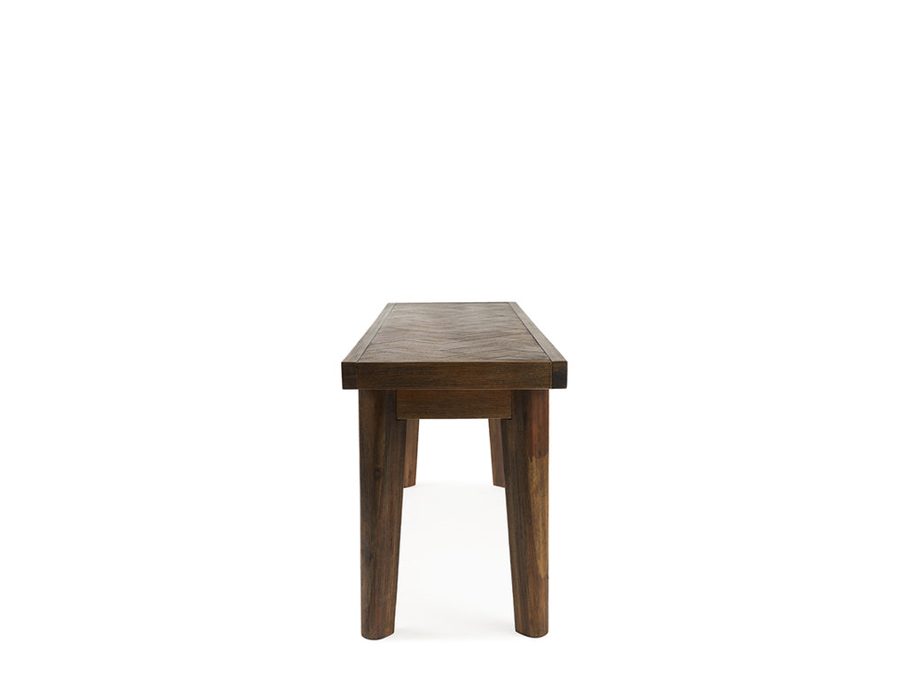 Austin Herringbone Dining Table (160cm) with Bench and 2 Won Chairs, Liquorice Set