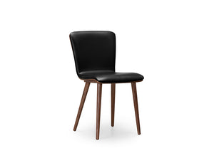 Bo Wood Dining Chair (Top Grain Leather), Black Walnut