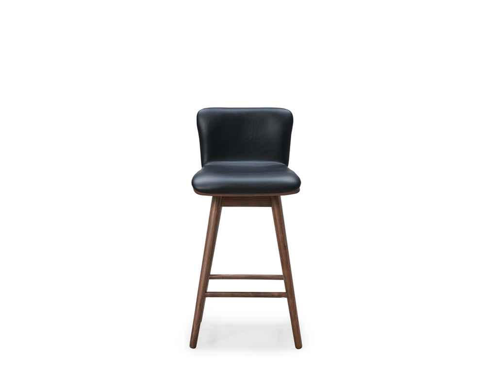 Bo Swivel Counter Stool (Top Grain Leather), Black Walnut