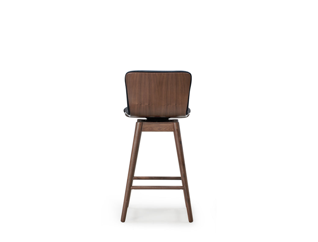 Bo Swivel Counter Stool (Top Grain Leather), Black Walnut