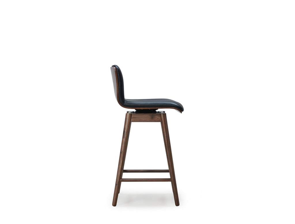 Bo Swivel Counter Stool (Top Grain Leather), Black Walnut