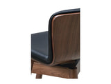 Bo Swivel Wood Counter Stool (Top Grain Leather), Black Walnut