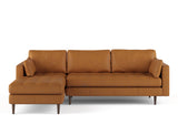 Boston Left Facing L-Shape Leather Sofa, Caramel Tan