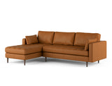 Boston Left Facing L-Shape Leather Sofa, Caramel Tan