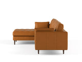 Boston Left Facing L-Shape Leather Sofa, Caramel Tan