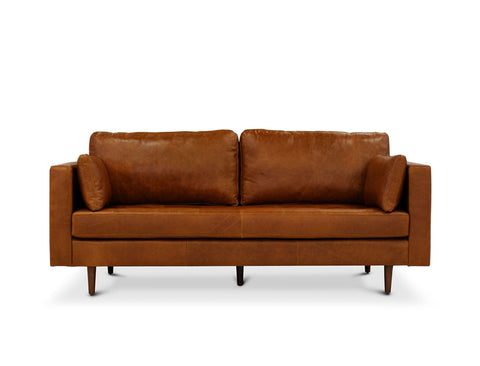 Boston 3 Seater Leather Sofa, Cinnamon Brown