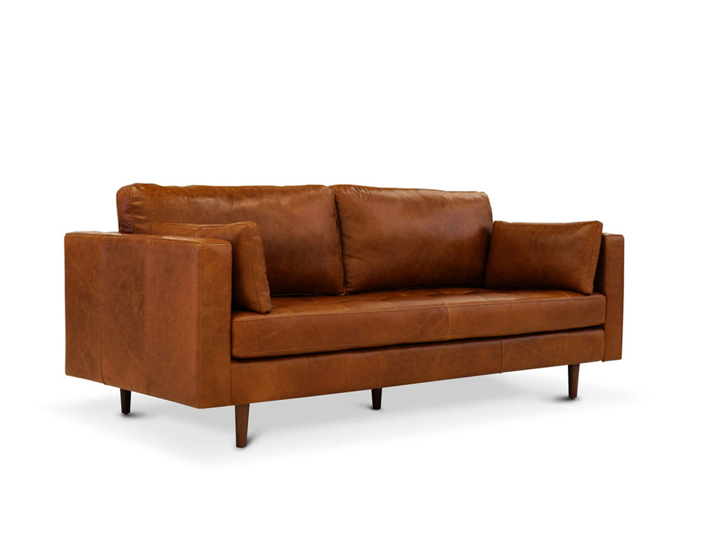 Boston 3 Seater Leather Sofa, Cinnamon Brown