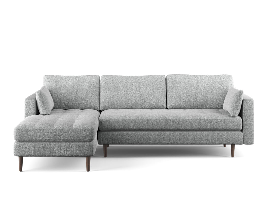 Boston Left Facing L-Shape Fabric Sofa Fabric CAT A1 Steel Granite Brown Delivery in 6-8 Weeks