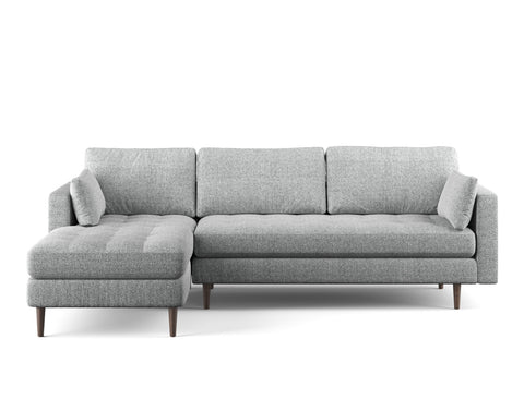 Boston Left Facing L-Shape Fabric Sofa Fabric CAT A1 Steel Granite Brown Delivery in 6-8 Weeks