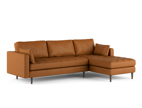 Boston Right Facing L-Shape Leather Sofa, Tan
