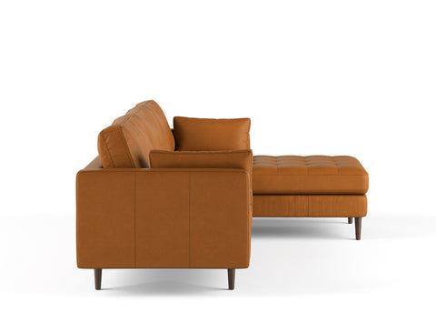 Boston Right Facing L-Shape Leather Sofa, Tan