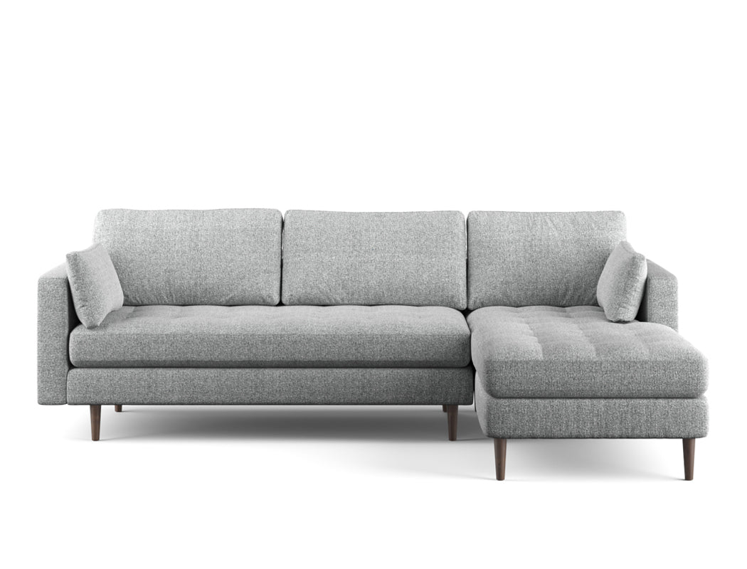 Boston Right Facing L-Shape Fabric Sofa Fabric CAT A1 Steel Granite Brown Delivery in 6-8 Weeks: Customised