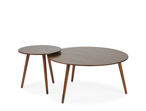 Eva Coffee & Side Table Set, Solid Black Walnut