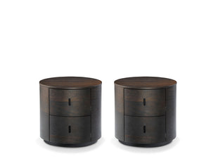 Moana Wood Side Table, Smoked Oak, Set of 2