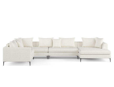 Natalia Left Corner Sofa with Chaise, White Granite