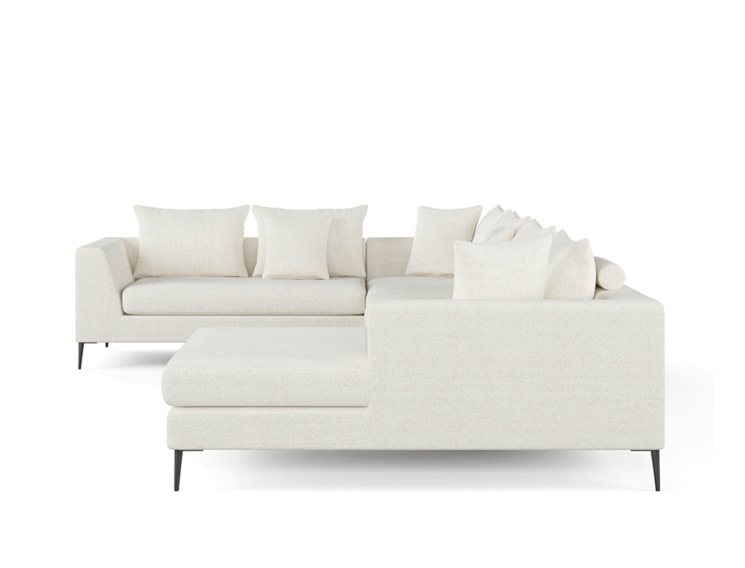 Natalia Left Corner Sofa with Chaise, White Granite