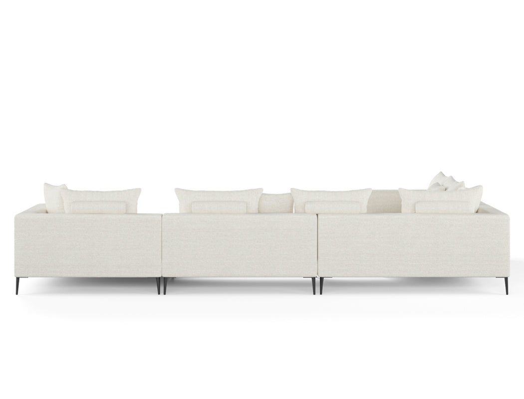Natalia Left Corner Sofa with Chaise, White Granite