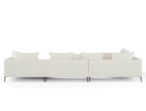 Natalia Left Corner Sofa with Chaise, White Granite