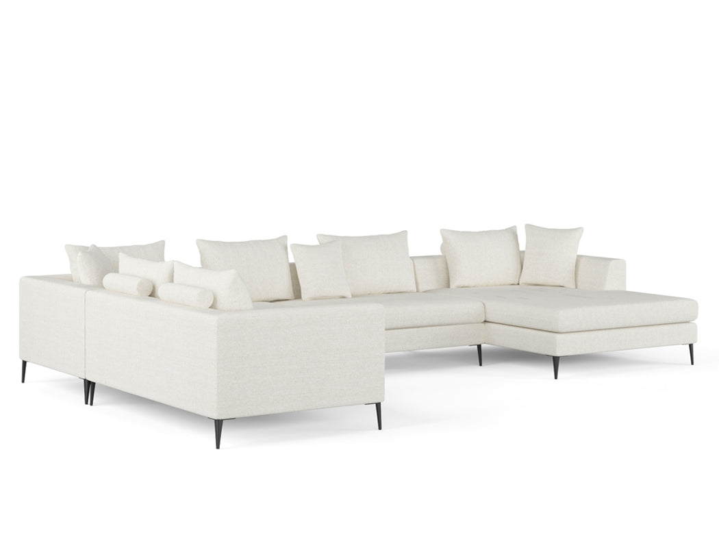 Natalia Left Corner Sofa with Chaise, White Granite