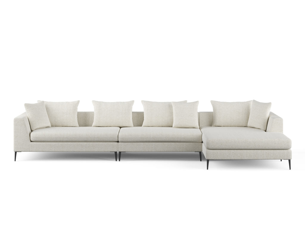 Natalia Right Facing 3-Piece Sectional Sofa, White Granite
