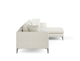 Natalia Right Facing 3-Piece Sectional Sofa, White Granite