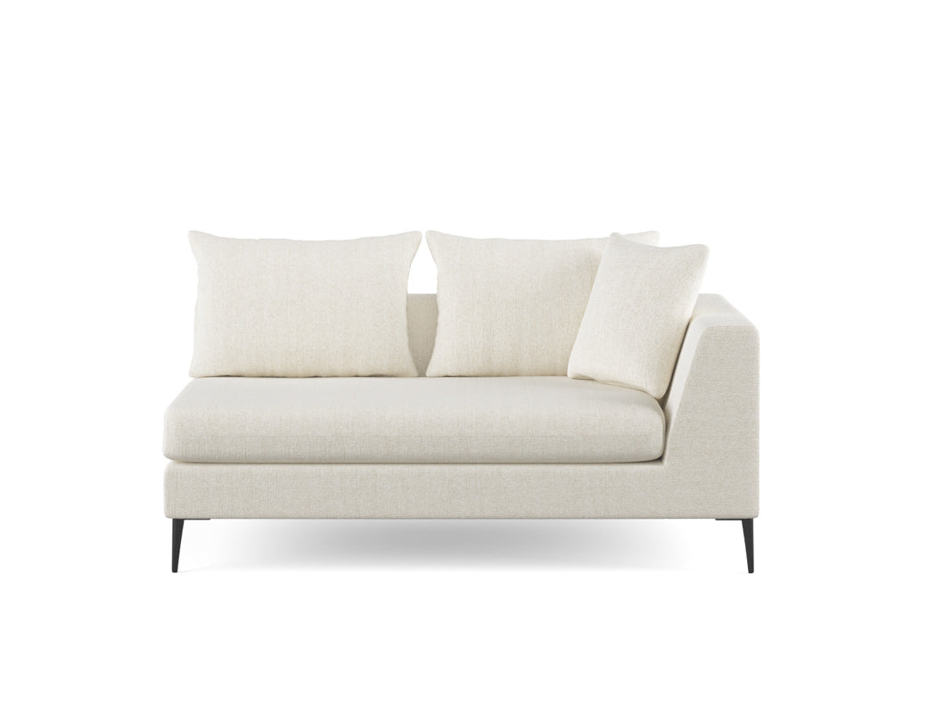 Natalia Right Facing 2 Seater Sofa Fabric CAT A1 White Granite Black Metal Delivery in 6-8 Weeks